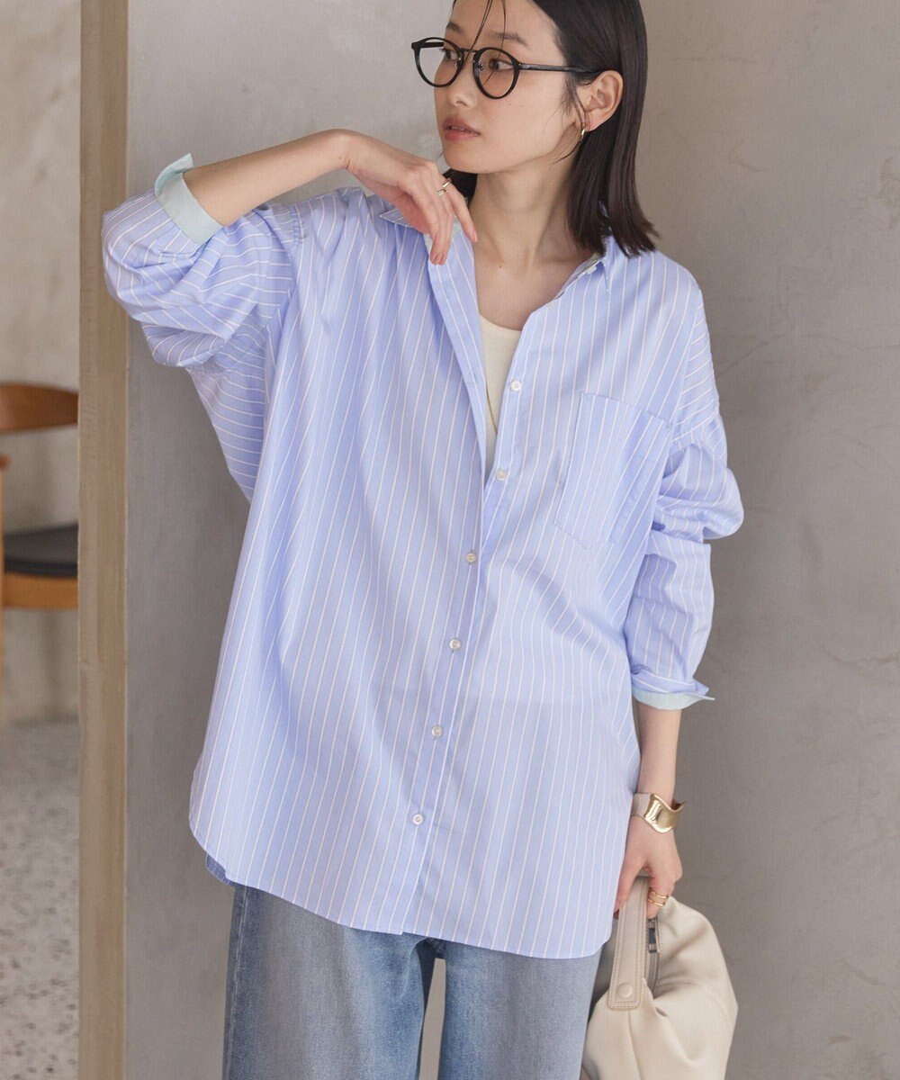 AMERICAN HOLIC イージーケア配色ポイントロングシャツ 