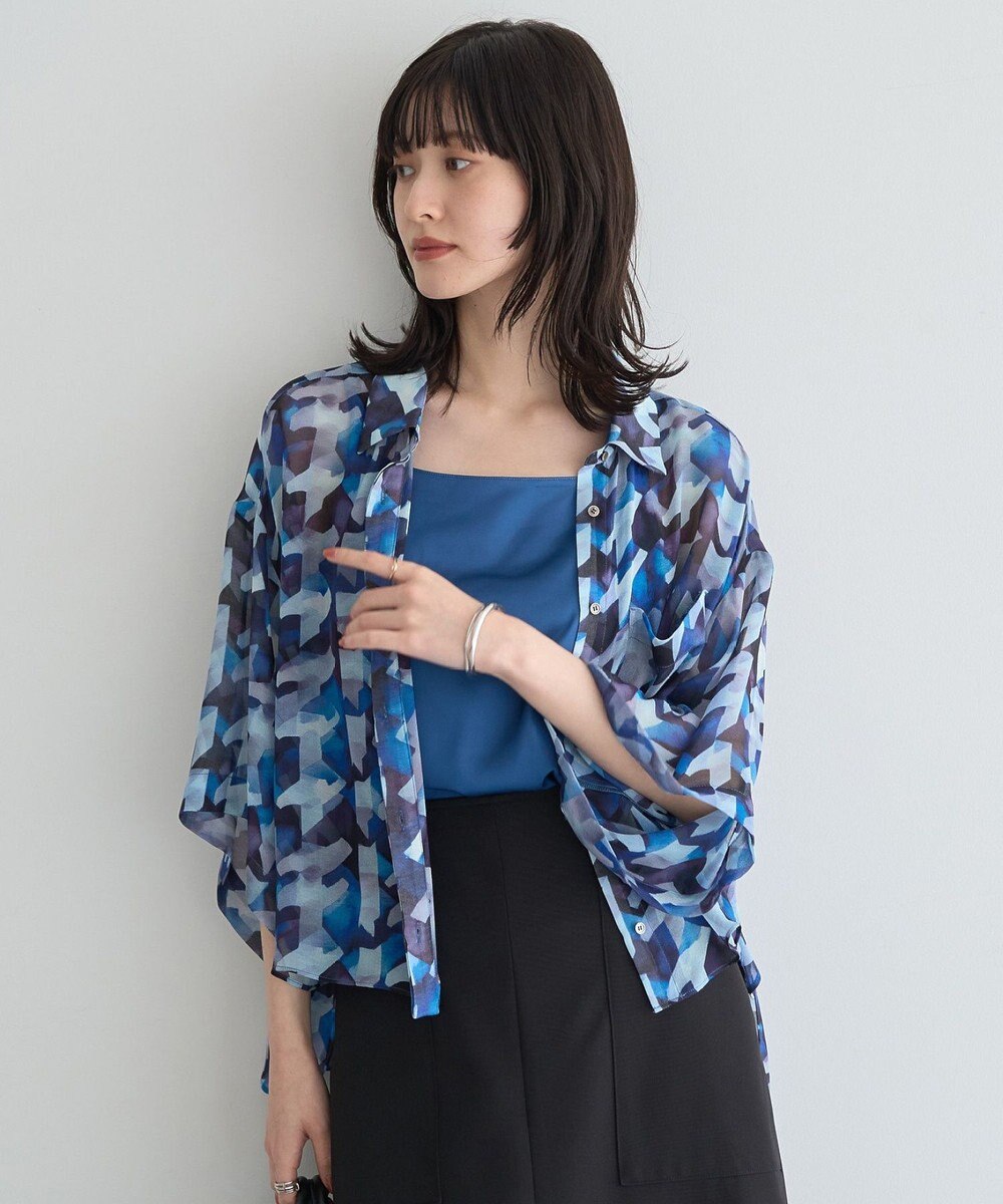 YECCA VECCA [2SET]キャミ付きシアージオメ柄シャツ 