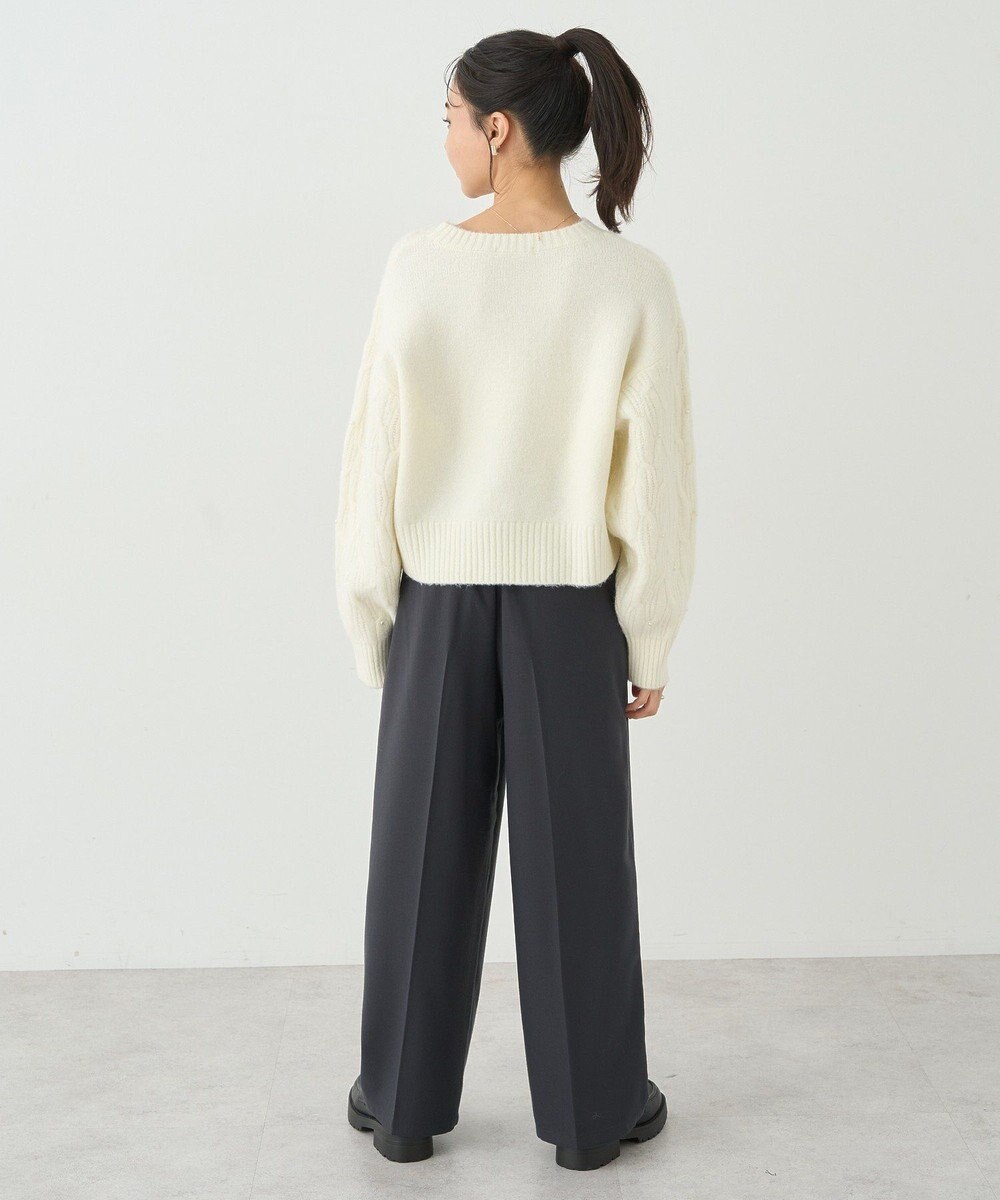 earth music&ecology パール＆ケーブルニットプルオーバー 