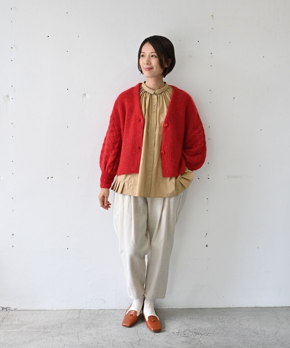 muuc 〈軽やかな尾州産リネンウール〉スラックスパンツ  　ロングシーズン 秋冬春 後ろウエストゴム有り ゆったりシルエット セットアップ可能  裏地有り 