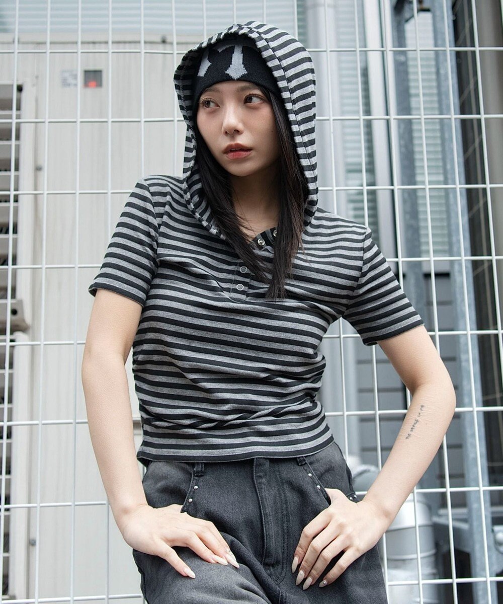 WEGO ヘンリーネックフードT 