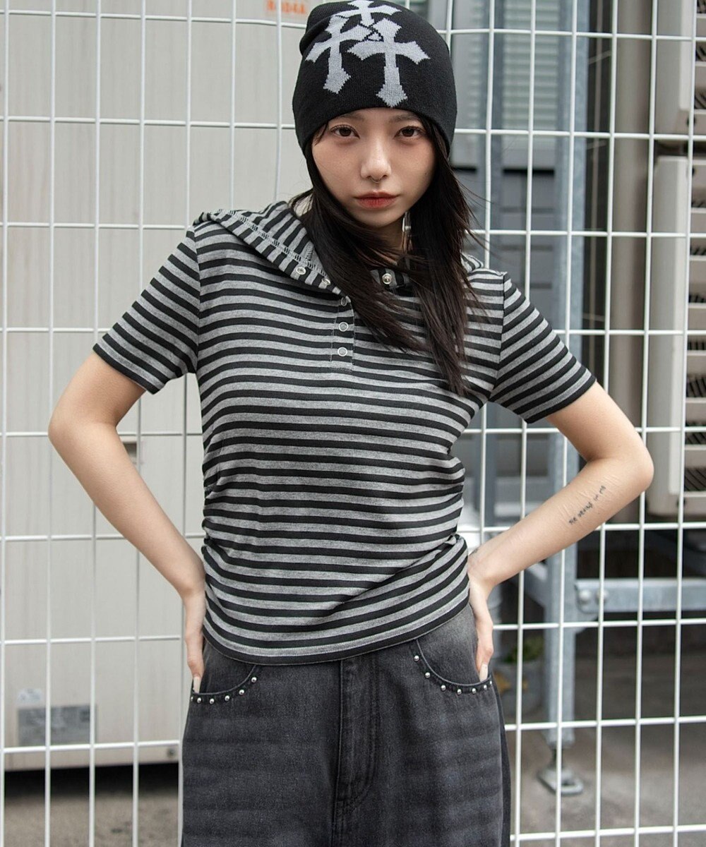 WEGO ヘンリーネックフードT 