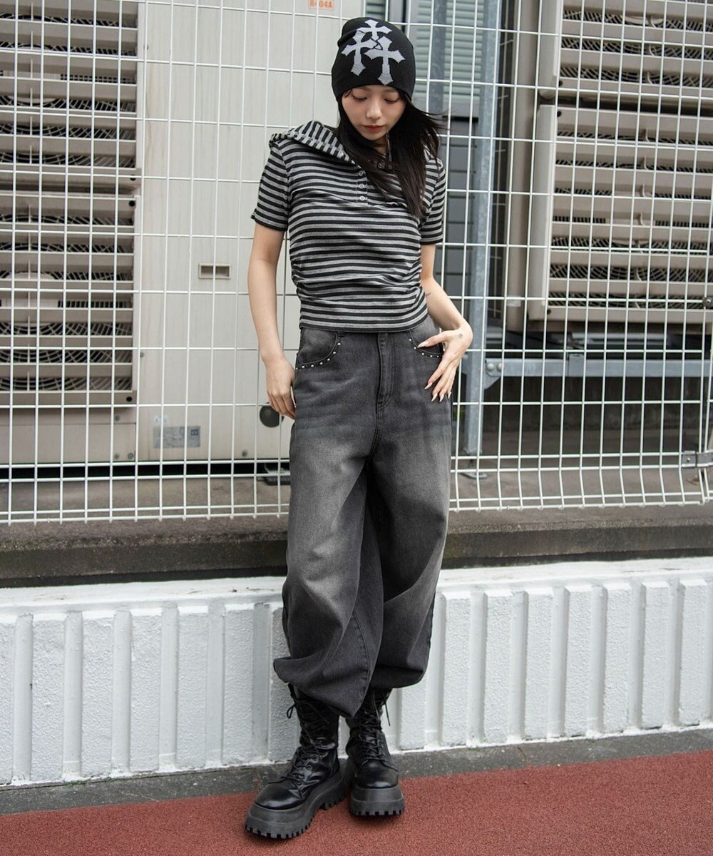 WEGO ヘンリーネックフードT 