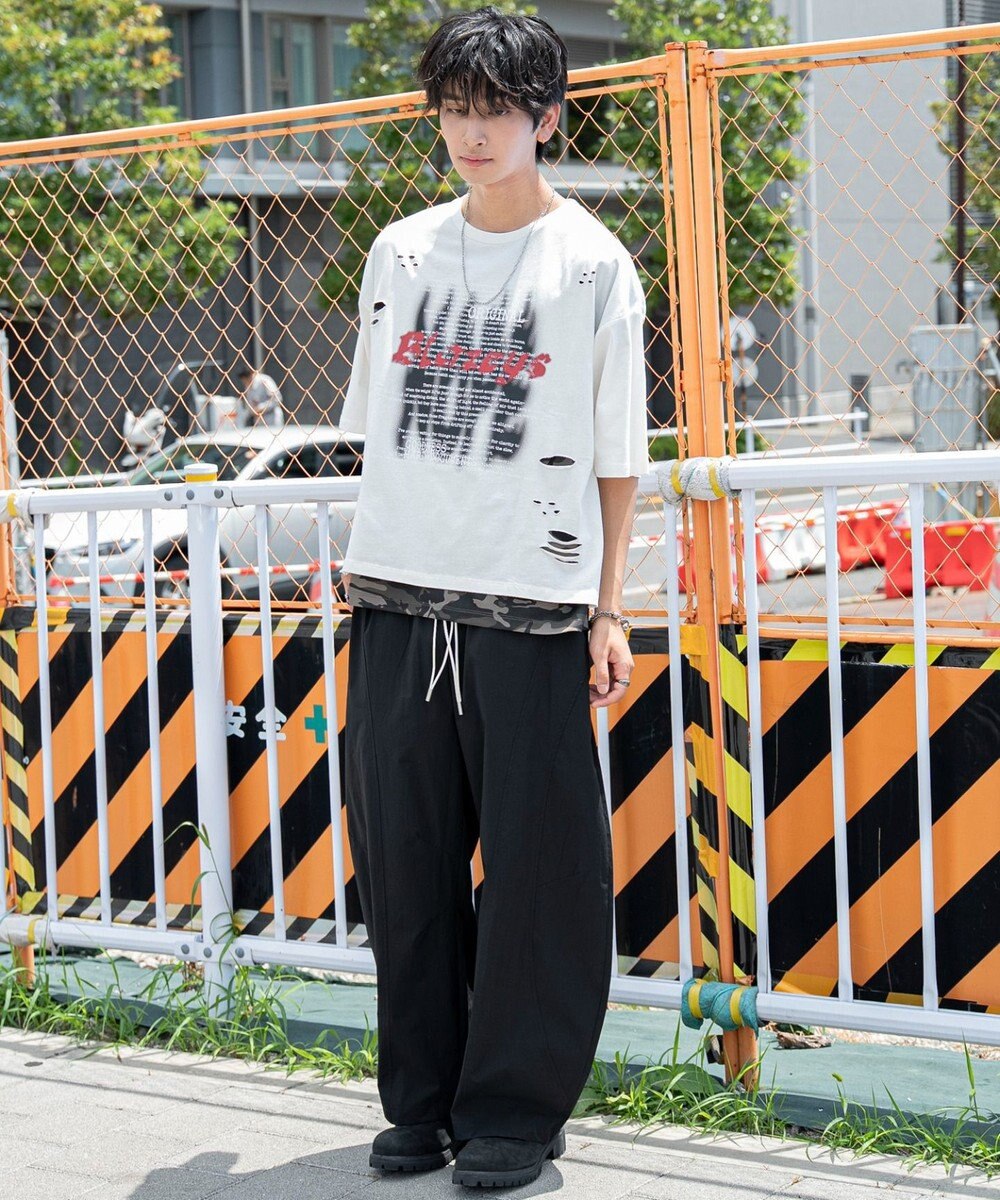 WEGO 【機能T】接触冷感メッシュレイヤードダメージT(SS) 