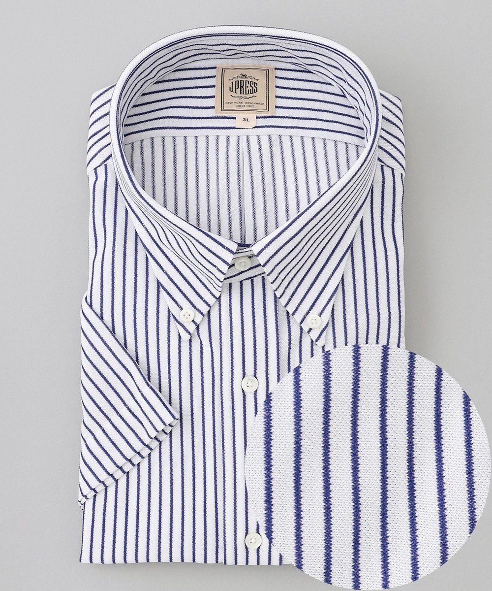 J.PRESS MEN 【KING SIZE】【J.PRESS OXFORD JERSEY】カノコインレイストライプ パッチポケットシャツ / B.D. 