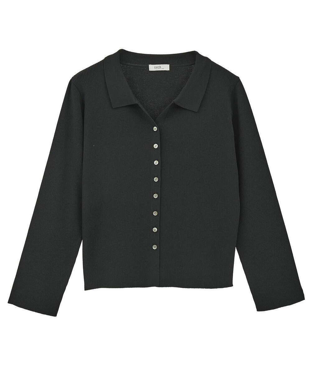 earth music&ecology 【接触冷感】襟付きニットカーディガン 