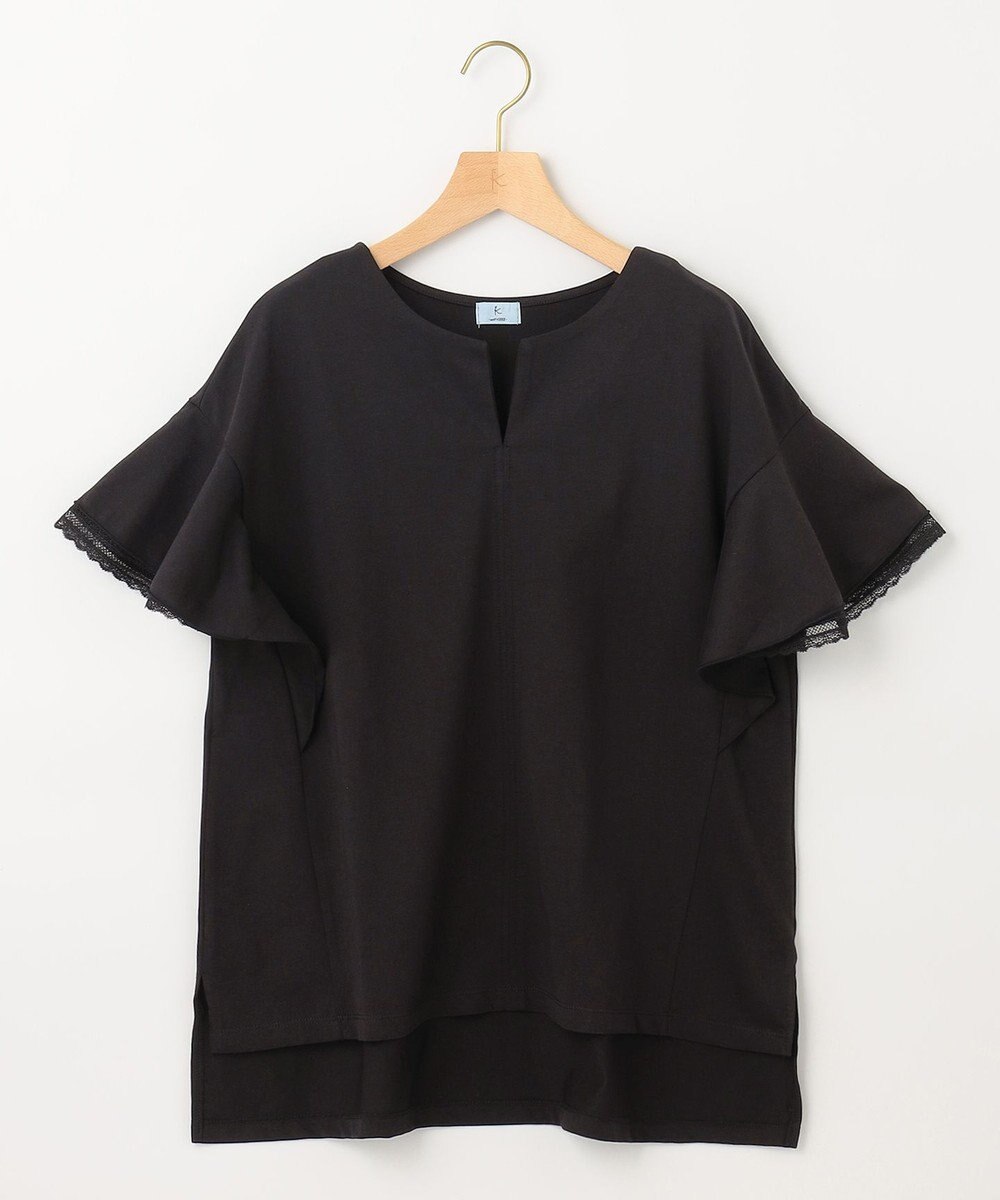 組曲 【汗ジミ防止・撥水】GIZAプレーティング天竺袖フリル カットソー 