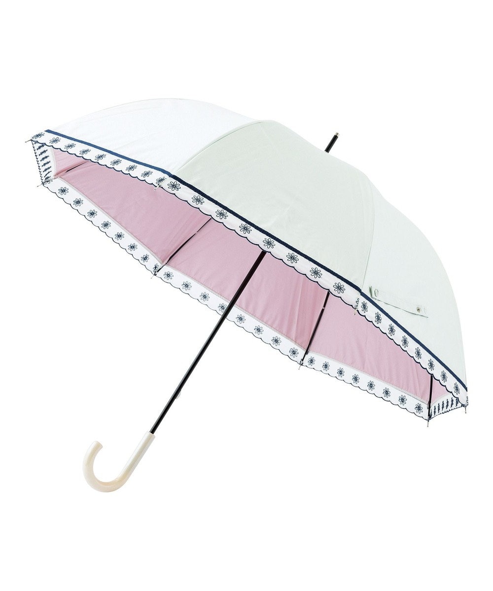 MOONBAT estaa 晴雨兼用 長傘 オーガンジーマーガレット 日傘 遮光 遮熱 UV ホワイト