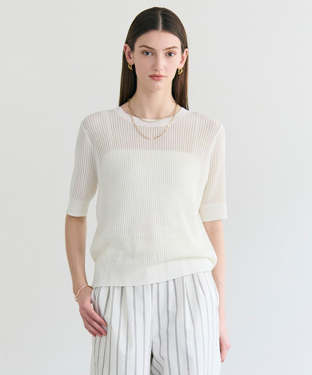 BEIGE， LEPIDO / 前後2WAY シアー編みニット 