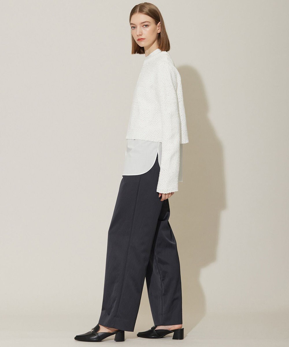 ICB 【接触冷感・UVケア・洗える】 ヴィスコースナイロンサテン ワイドパンツ 