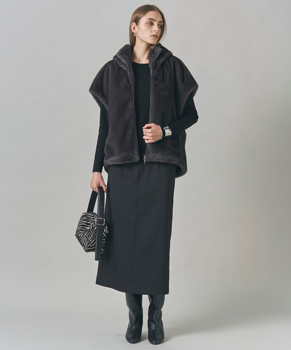 ICB 【洗える】ミンクライクファー フーディジレ コート 