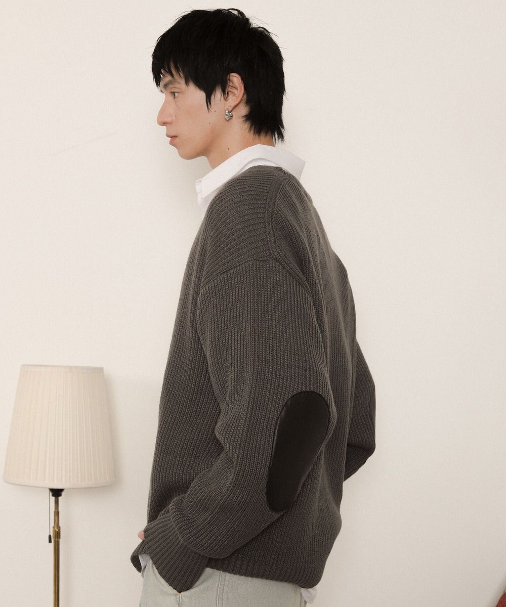 WEGO エルボーパッチVネックプルオーバー 