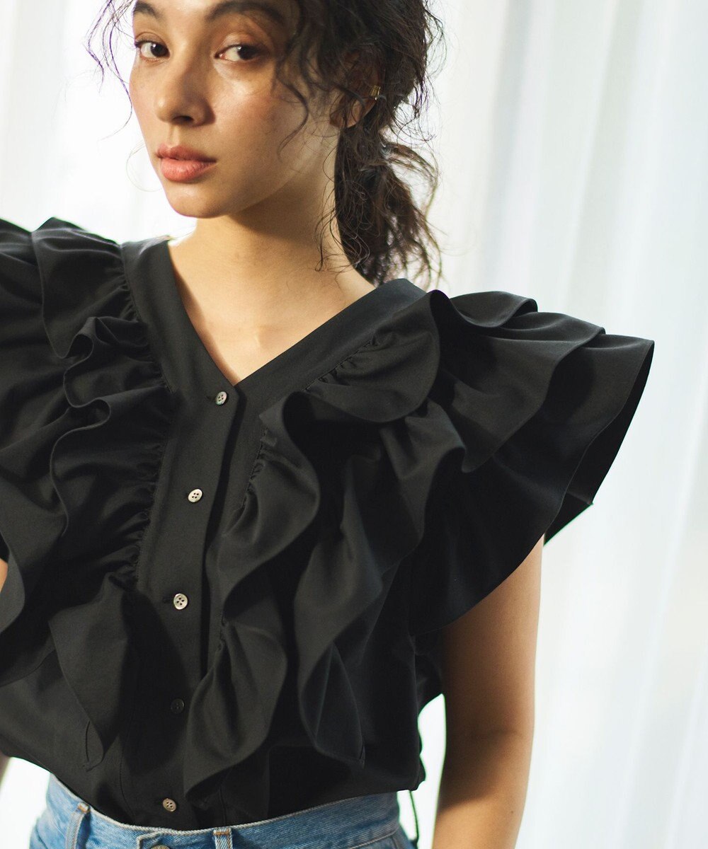 #Newans ラッフルフリルブラウス 