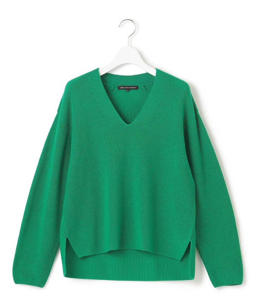 23区 【洗える】ウールミドルゲージ Vネック ニット 