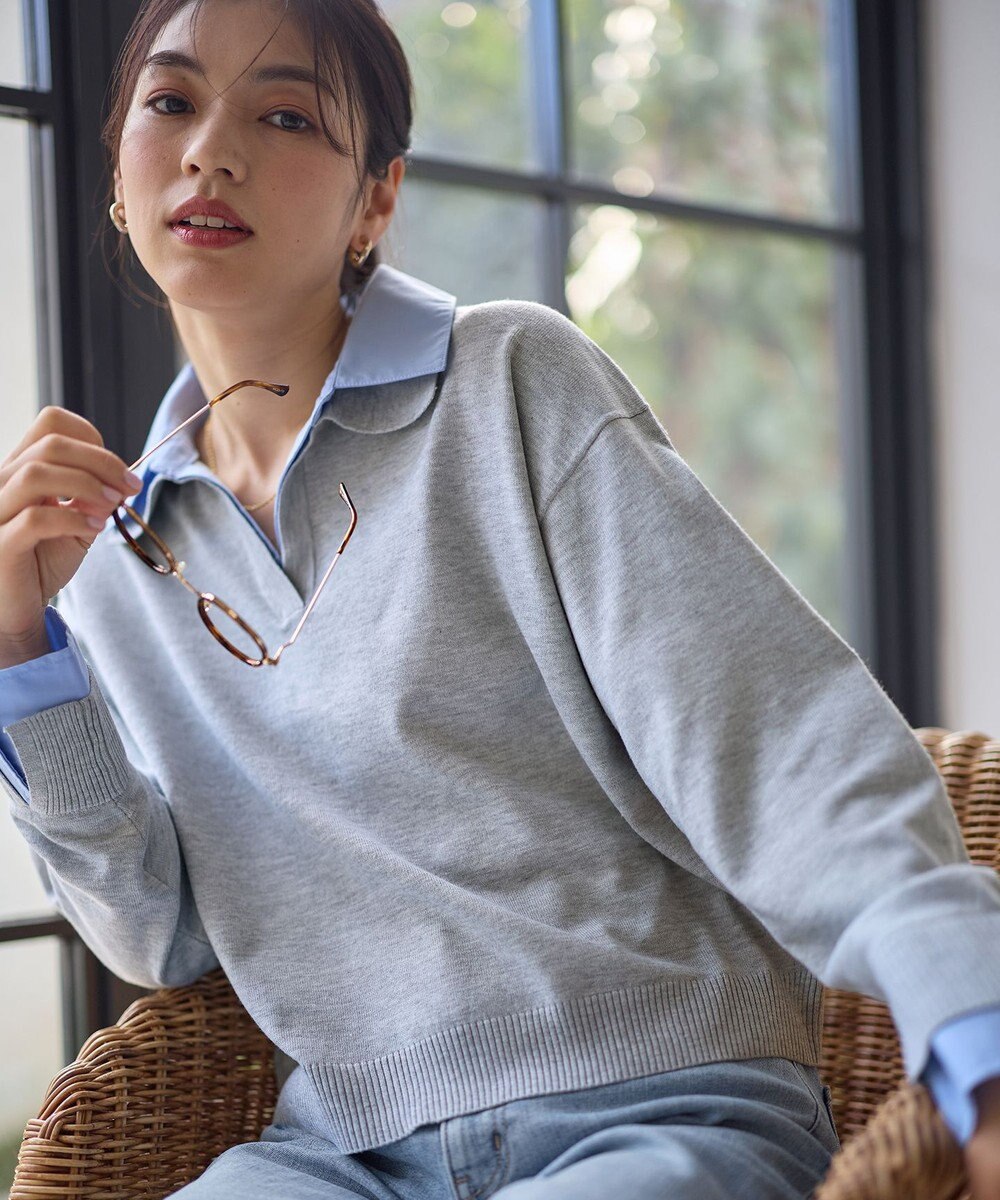 ANY L ファブリックコンビスキッパーニット 