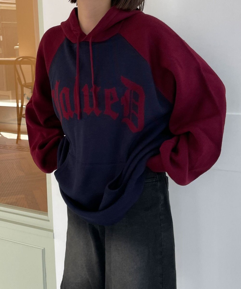 WEGO グラフィックニットパーカー 