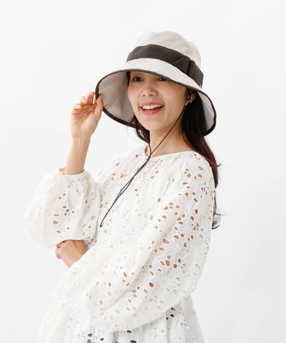 AURORA 【 Beaurance （ビューランス）】サマーシールド リボン中つばクロッシェハット 