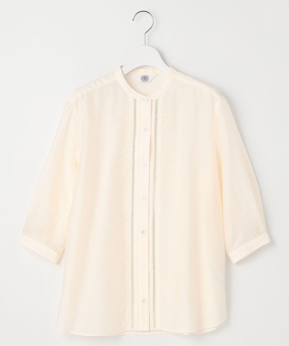 J.PRESS LADIES S 【WEB限定カラーあり・洗える】Sheer Vis リネン バンドカラー ブラウス 