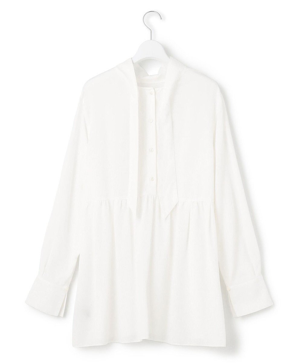 23区 L 【前後着用可能/洗える】ウォッシュドピーチツイル ブラウス 