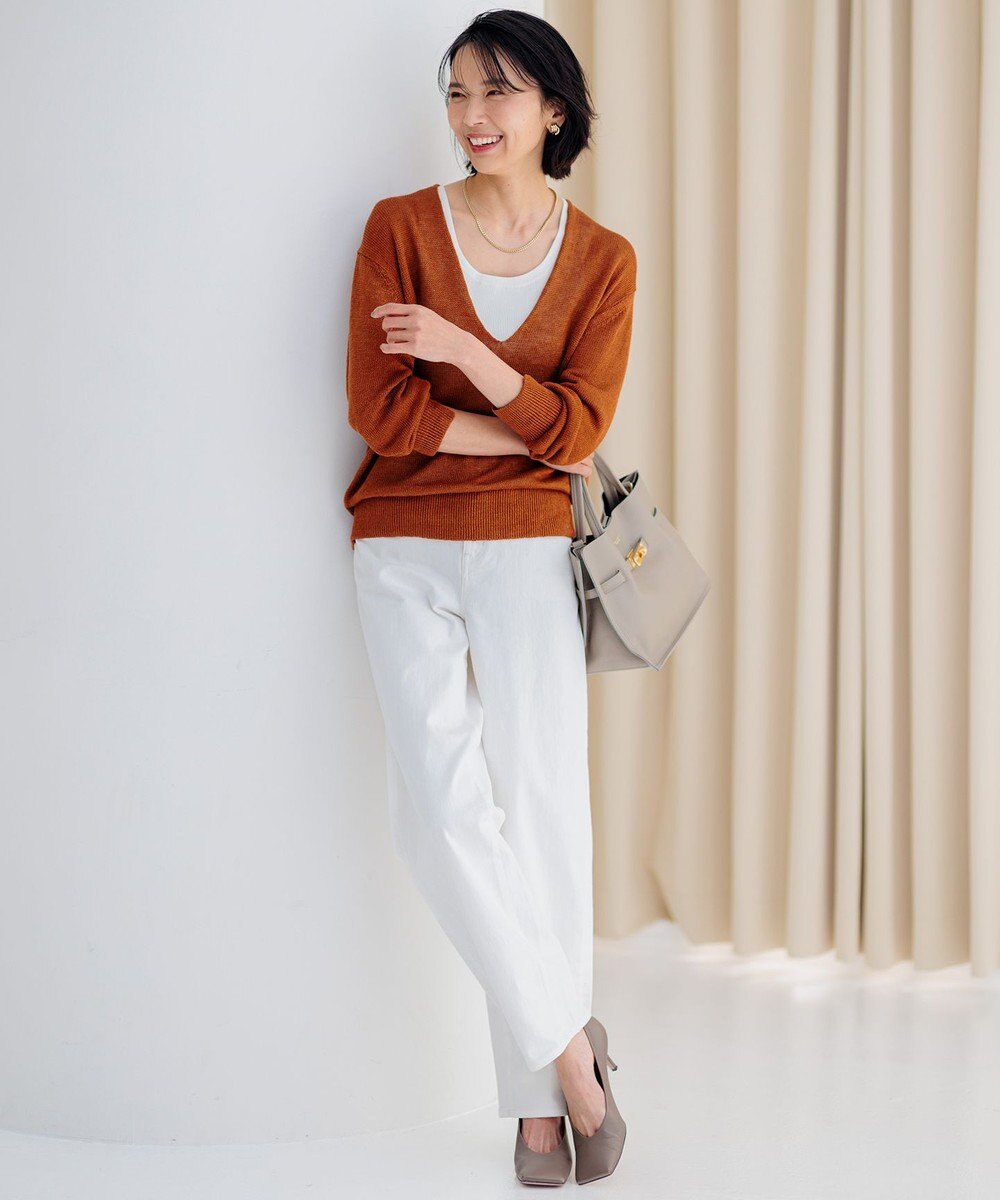 23区 S 【CLASSY.6月号掲載/洗える】ピュアリネンバルキー Vネックニット 
