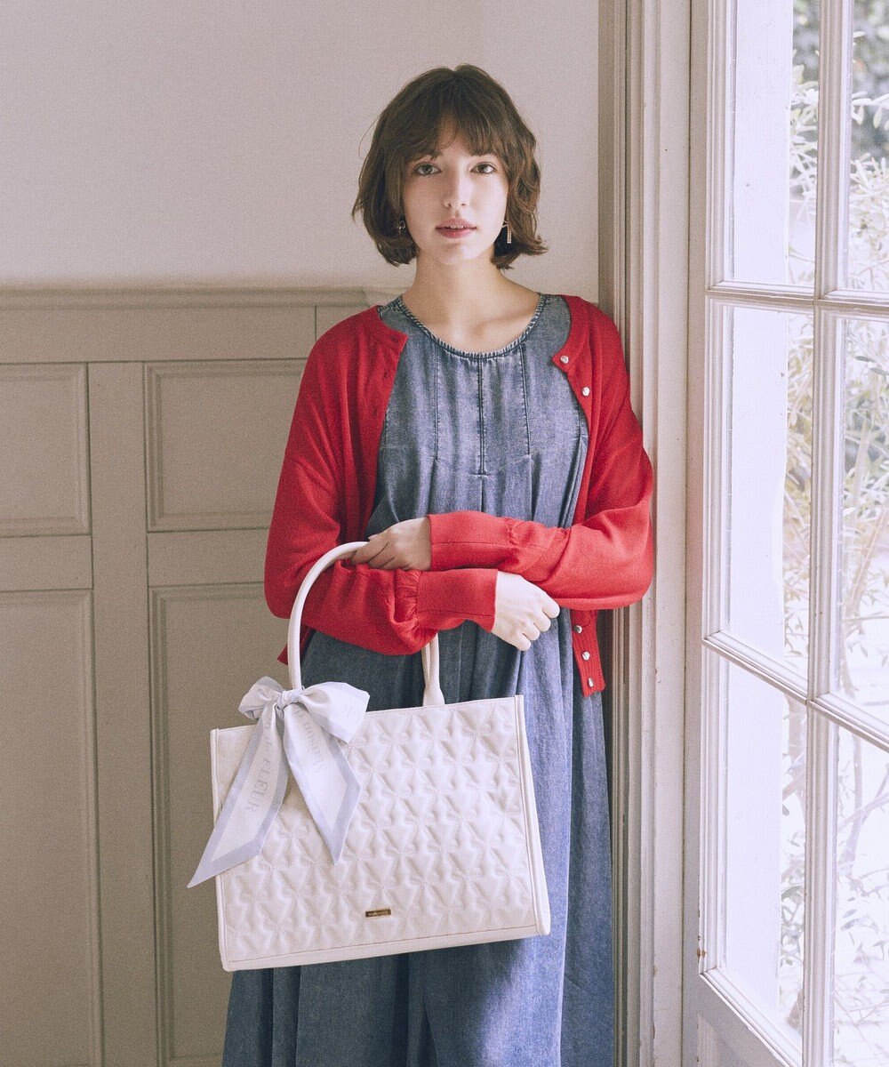 Maison de FLEUR スカーフ付き2ルームリボンキルティングトート 