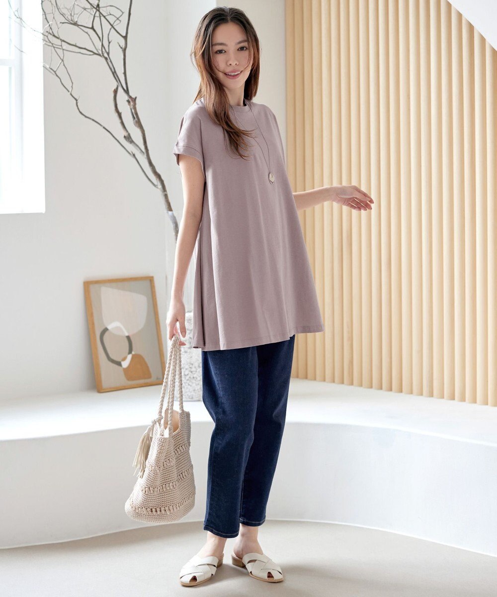 Tiaclasse 【接触冷感】 フレンチスリーブフレアカットソー 