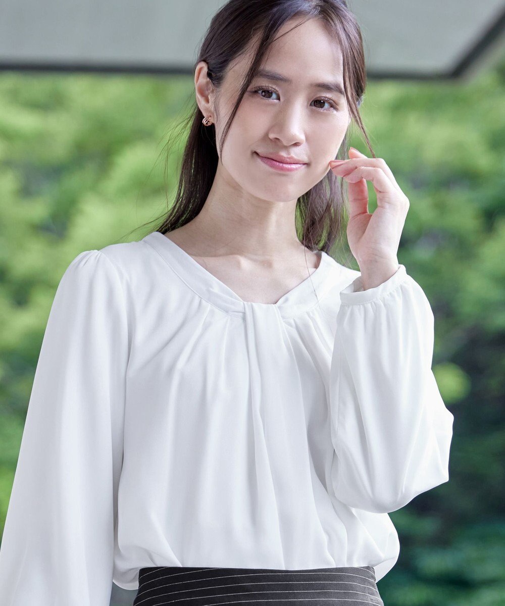 Tiaclasse 【スマート裏起毛】 ボウタイ風ブラウス 