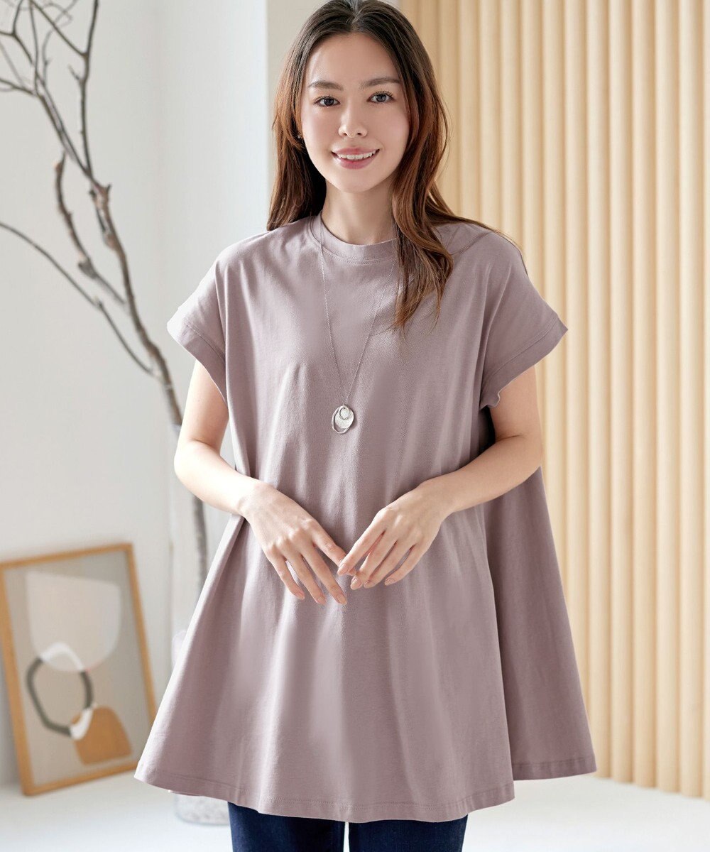 Tiaclasse 【接触冷感】 フレンチスリーブフレアカットソー 