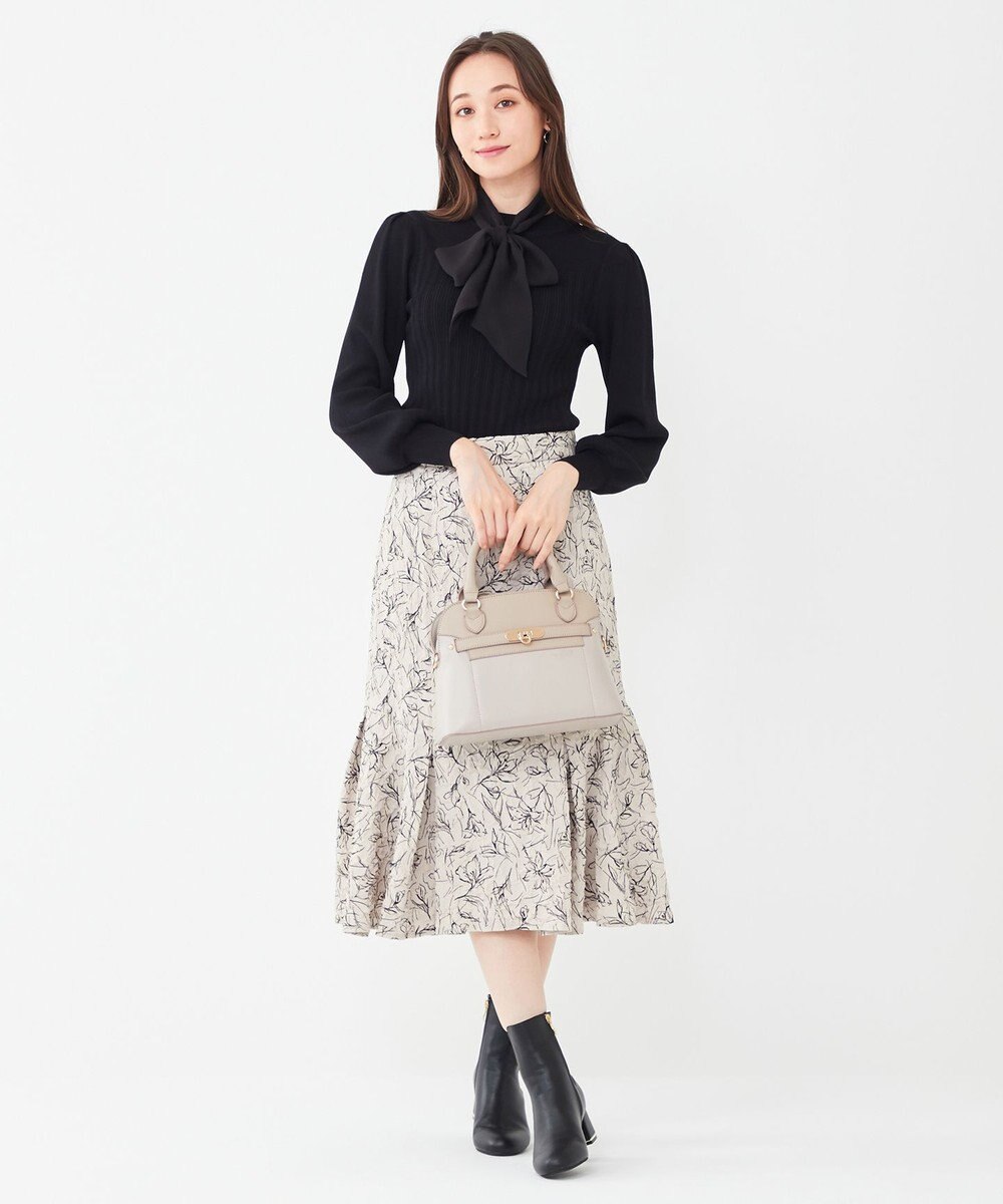 ANY SIS 【2WAY】リボン付き パフスリーブリブ ニット 