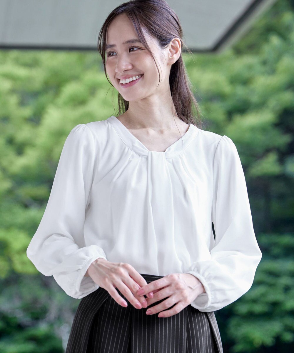 Tiaclasse 【スマート裏起毛】 ボウタイ風ブラウス 