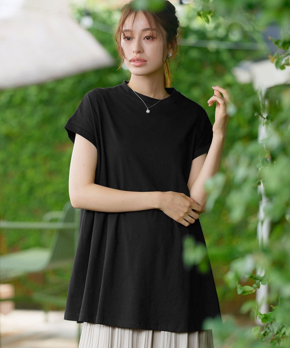 Tiaclasse 【接触冷感】 フレンチスリーブフレアカットソー 