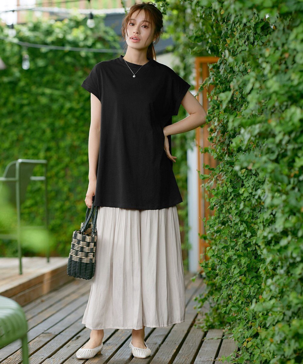 Tiaclasse 【接触冷感】 フレンチスリーブフレアカットソー 