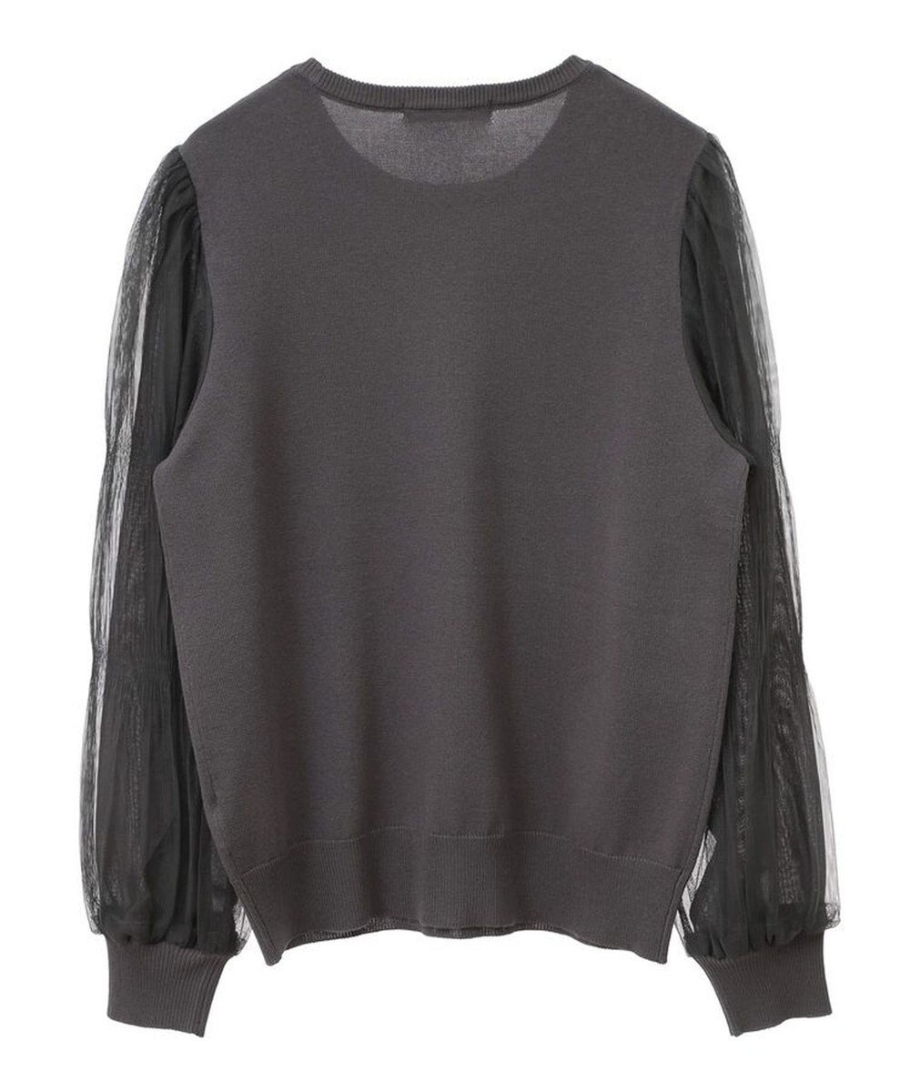 Green Parks 袖チュールマジョリカドッキングニットプルオーバー 