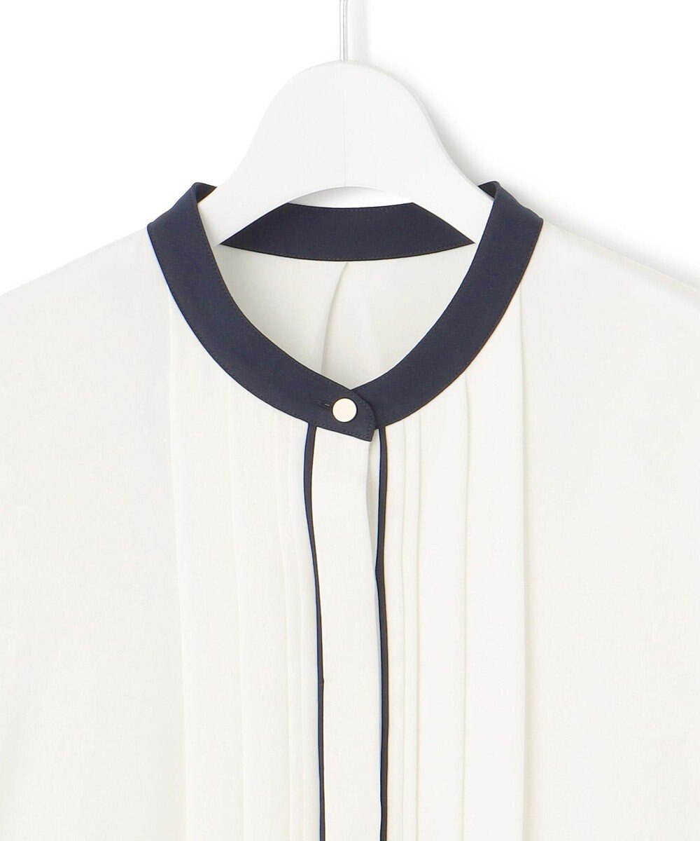 23区 【吸水速乾/UVケア/洗える】ストレッチクリアサテン バイカラー ブラウス 