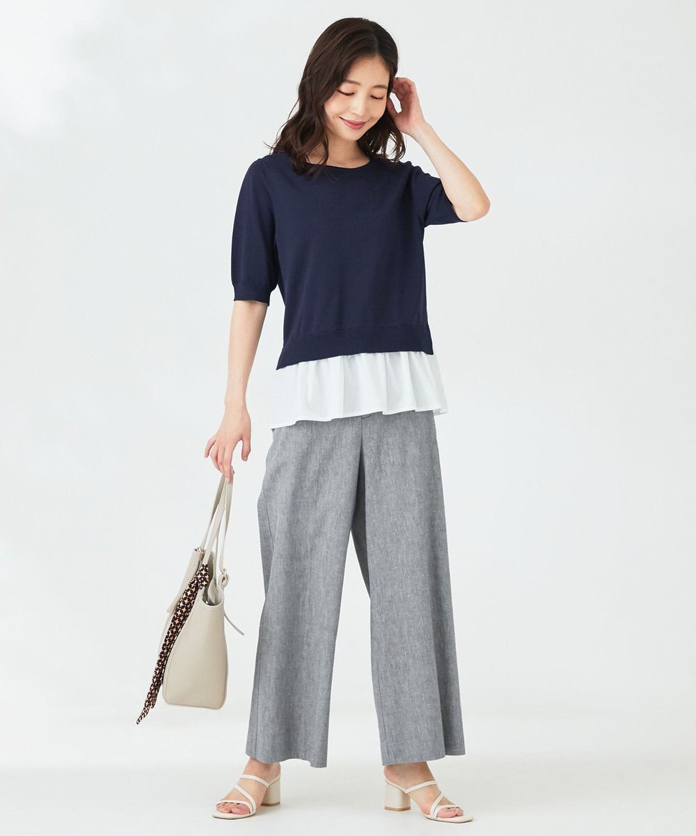 ANY SIS 【洗える】シャツテール ニットＴシャツ 