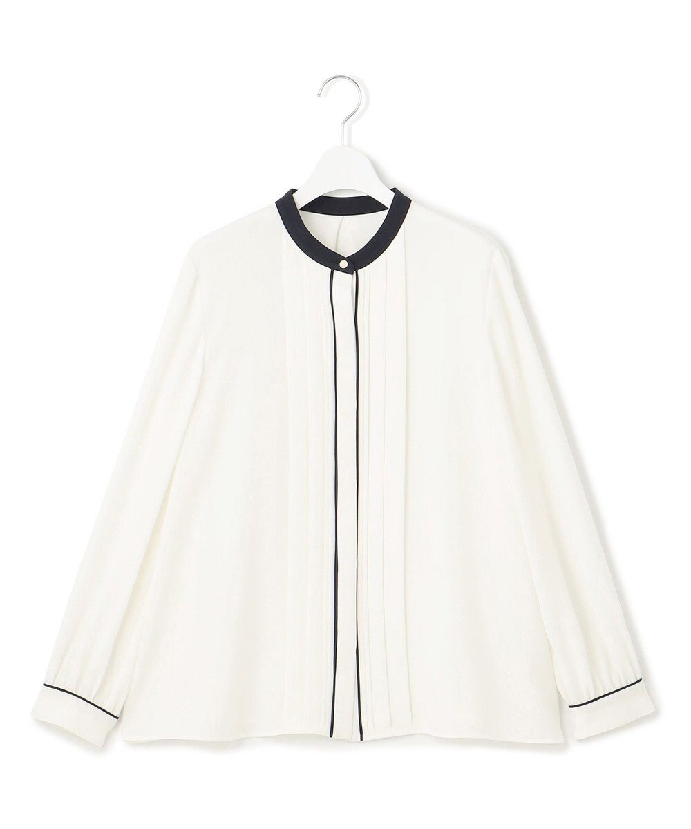 23区 【吸水速乾/UVケア/洗える】ストレッチクリアサテン バイカラー ブラウス 