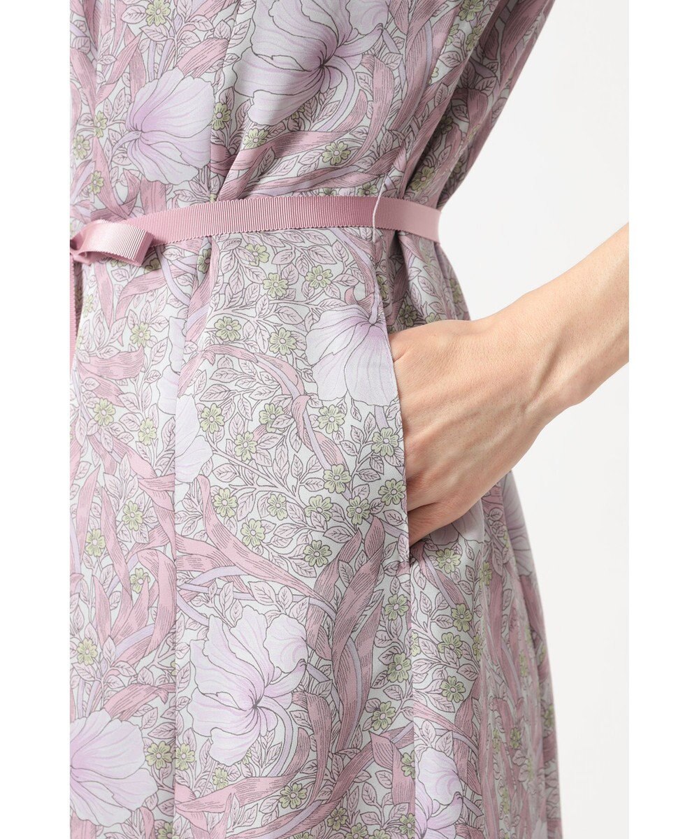 DAKS ボタニカルプリント七分袖ワンピース 