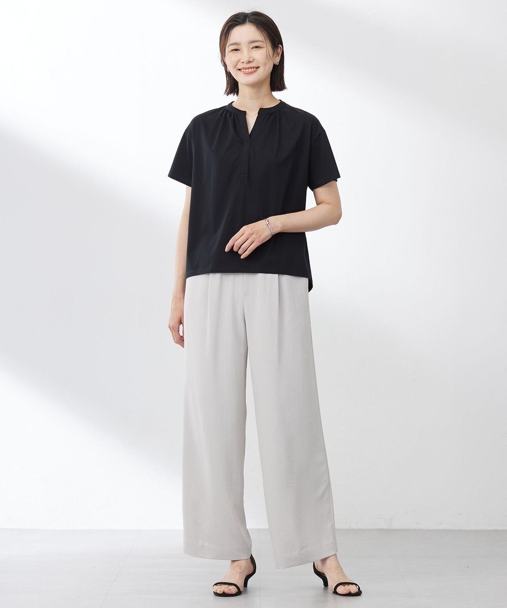 J.PRESS LADIES 【洗える・接触冷感・吸水速乾】Lightジョーゼット ワイド パンツ 