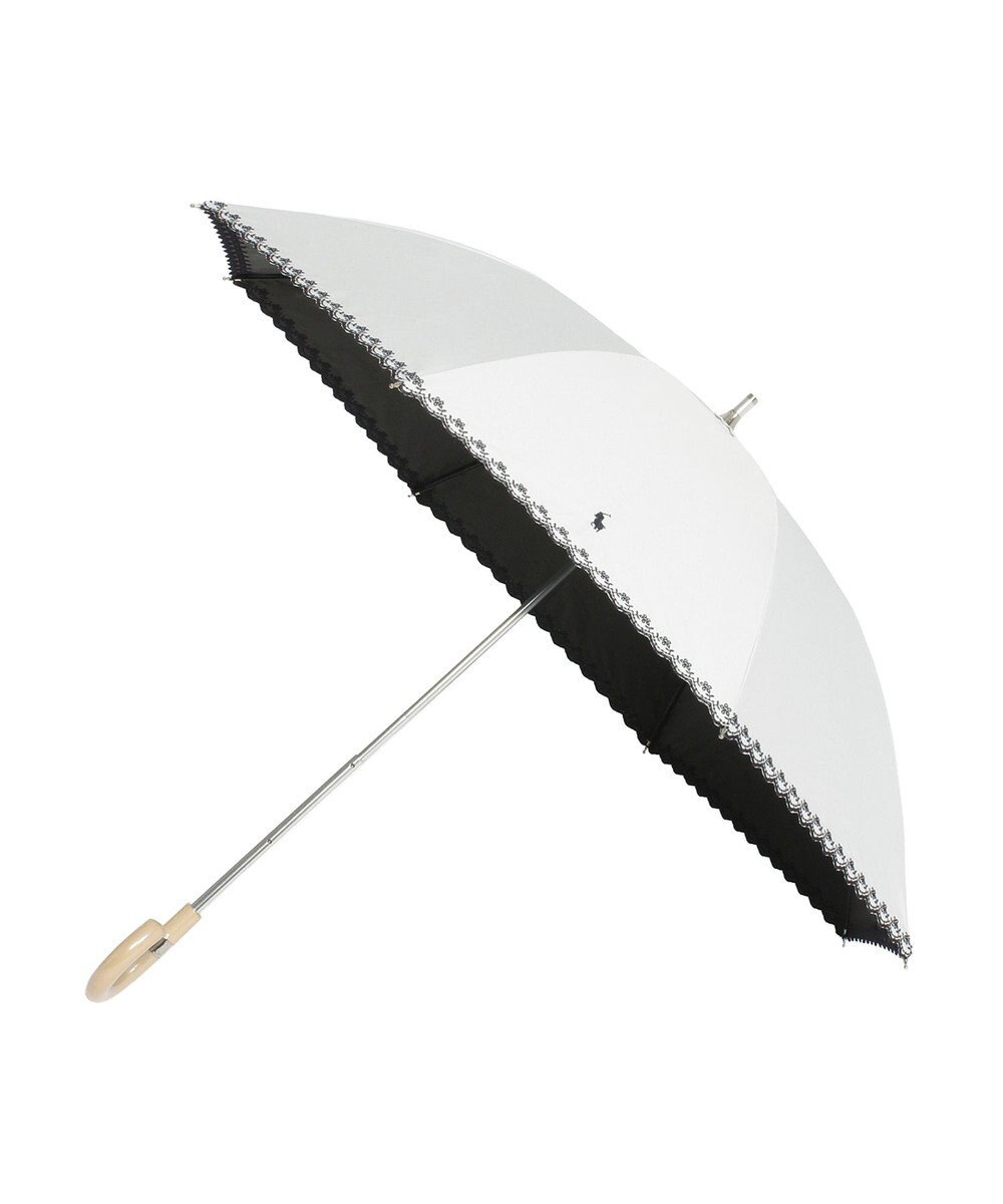 MOONBAT POLO RALPH LAUREN（ポロ ラルフローレン）晴雨兼用日傘 無地 刺繍 長傘 遮光率100％ 遮熱 UV 