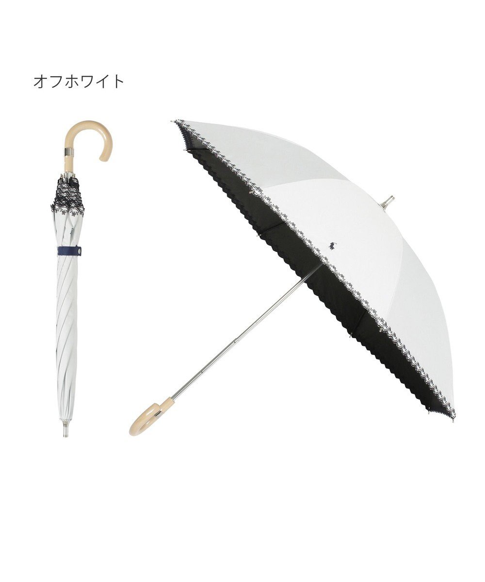 MOONBAT POLO RALPH LAUREN（ポロ ラルフローレン）晴雨兼用日傘 無地 刺繍 長傘 遮光率100％ 遮熱 UV 