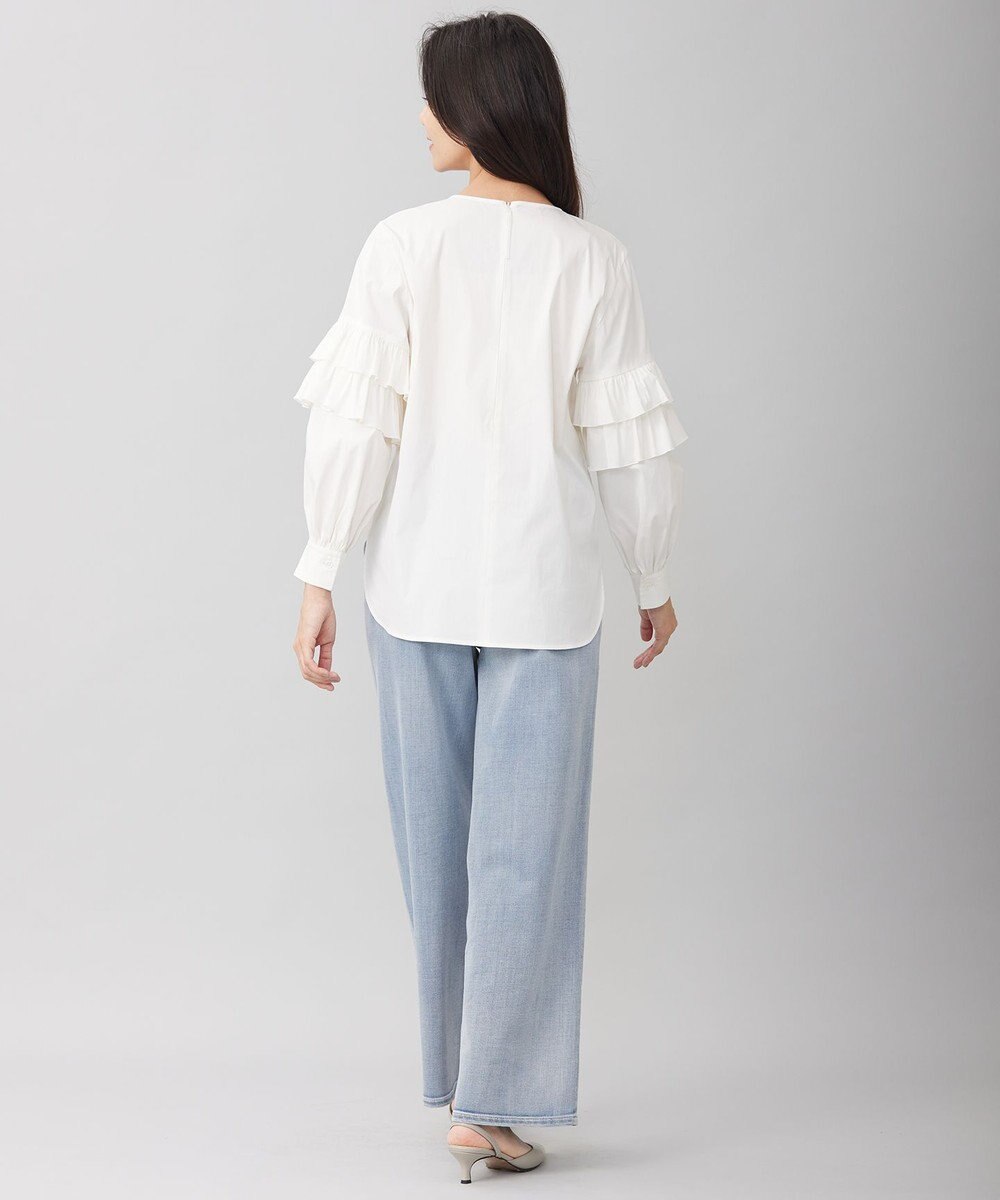 自由区 L 【洗える】タイプライターデザイン ブラウス 