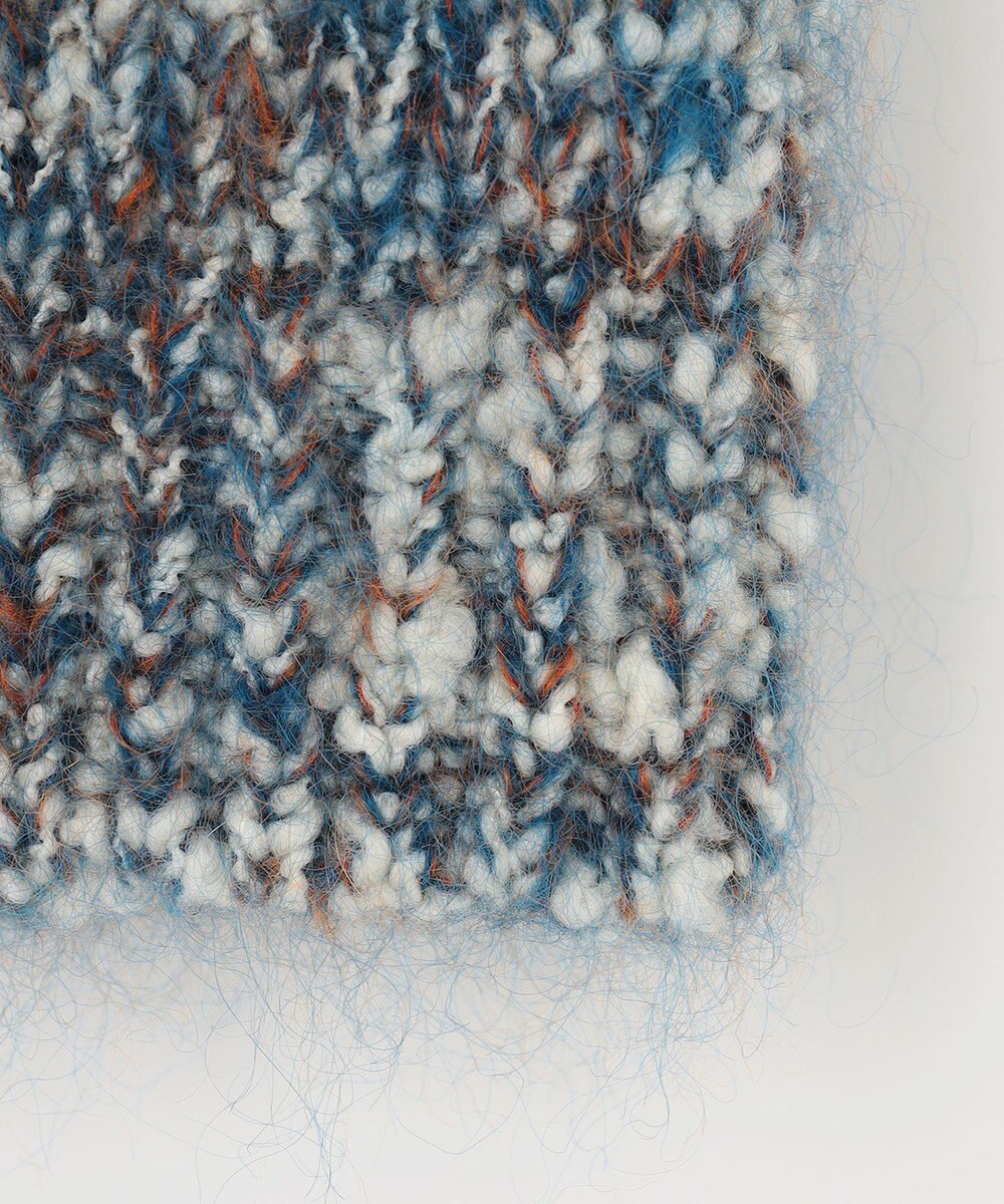 自由区 カラーミックスツイード クロップドニット 