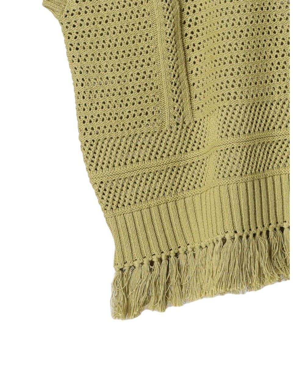 Green Parks 裾フリンジメッシュニットプルオーバー 