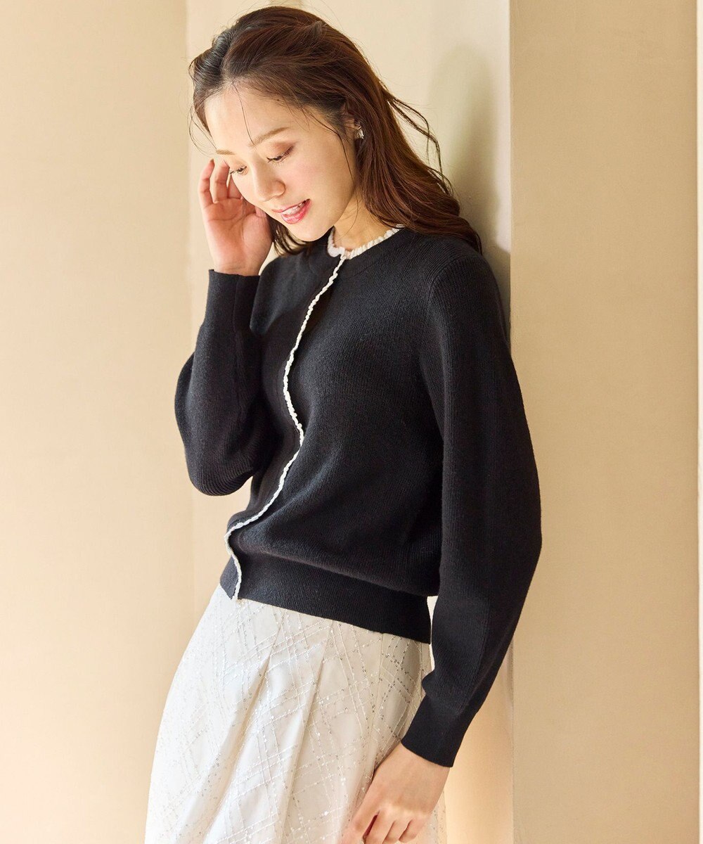 Feroux レーストリム ニット カーディガン 