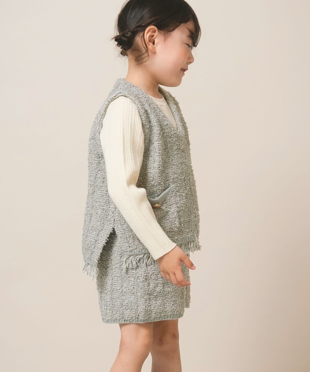 ami amie ツイード風ニットフリンジ付きベスト85cm～130cm 