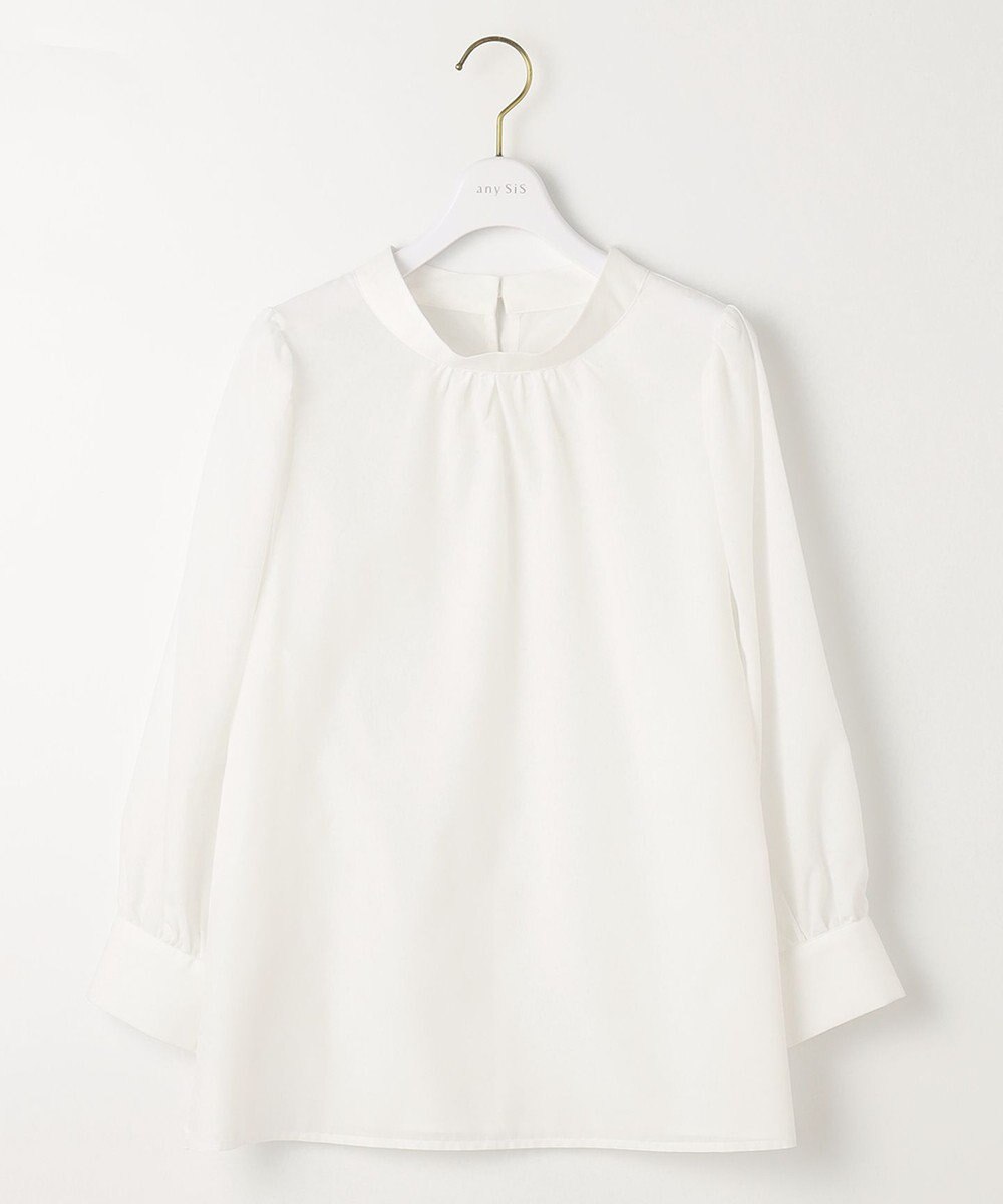 ANY SIS S 【洗える】フェイクパールストライプ ブラウス 