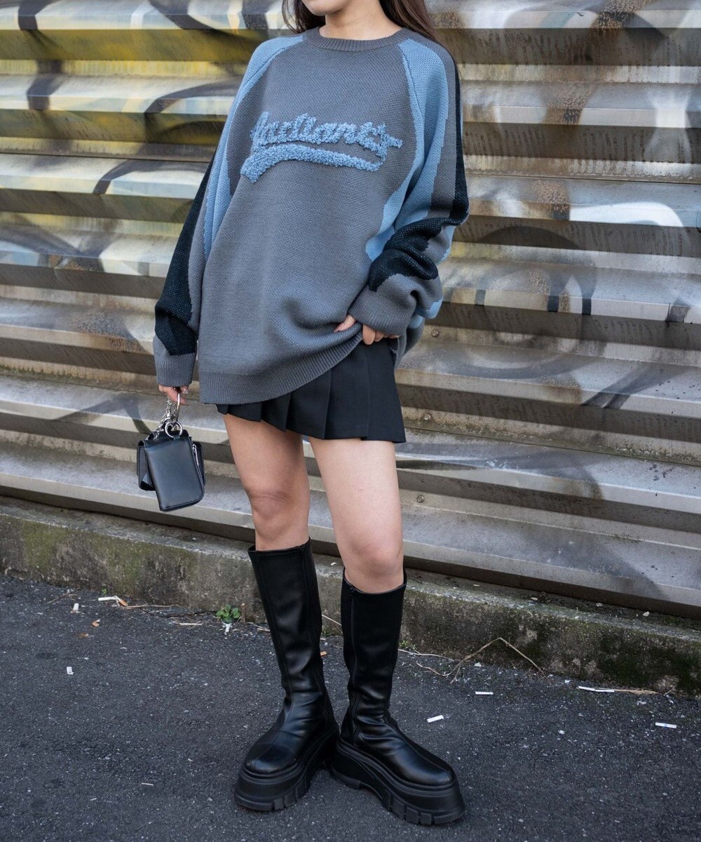 WEGO サガラロゴ配色BIGニットプルオーバー 