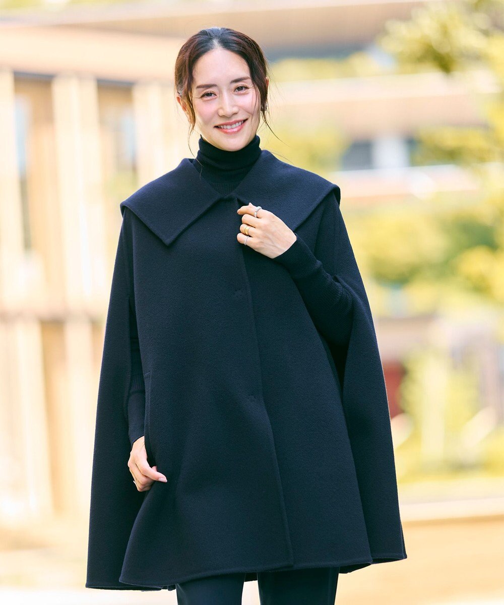 #Newans セーラーカラーダブルフェイスケープコート 