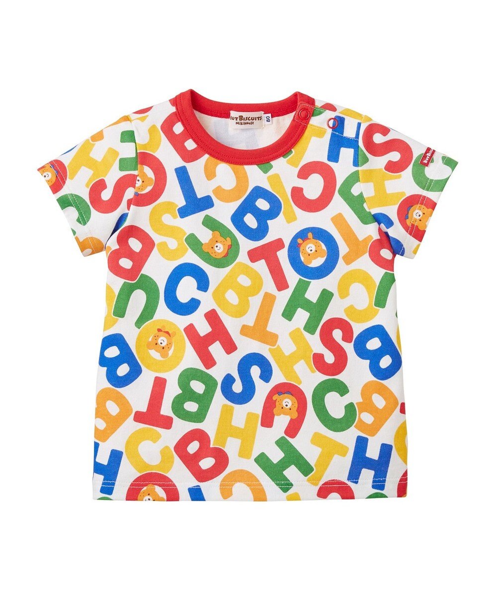 MIKI HOUSE HOT BISCUITS 【70-120cm】 ビーンズ総柄半袖Tシャツ 