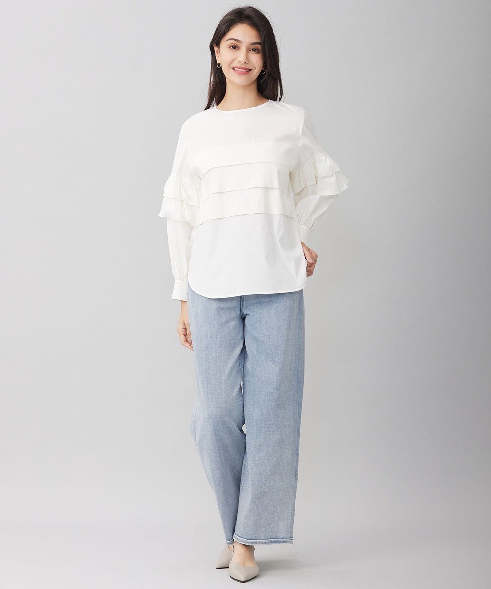 自由区 L 【洗える】タイプライターデザイン ブラウス 